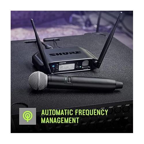  Shure GLXD24R+/B87A Dual Band Pro Digital Wireless Microphone System for Church, Karaoke, Vocals - 12-Hour Battery Life, 100 ft Range | BETA 587 Handheld Vocal Mic, Single Channel Rack Mount Receiver