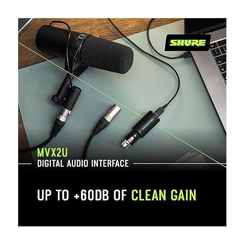  Shure SM7B + Shure MVX2U Bundle, Studio Vocal Recording Microphone with XLR to USB Connectivity