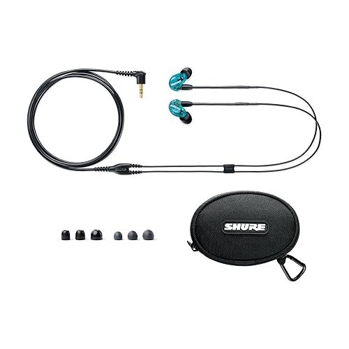  Shure SE215 Wired Earbuds - Sound Isolating, Clear Sound, Deep Bass, Secure Fit - Blue