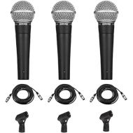 Shure 3X SM58-LC Vocal Microphone with 3X Value Series XLR M to F Professional Microphone Cable - 25'