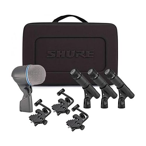  Shure Drum Microphone Kit for Performing and Recording Drummers, Conveniently Packaged Selection of Mics and Mounts with Options for Kick Drum, Snare Drum, Rack Toms, Floor Toms and Congas (DMK57-52)