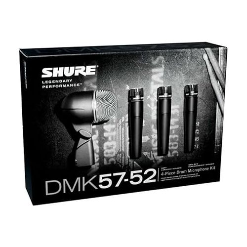  Shure Drum Microphone Kit for Performing and Recording Drummers, Conveniently Packaged Selection of Mics and Mounts with Options for Kick Drum, Snare Drum, Rack Toms, Floor Toms and Congas (DMK57-52)