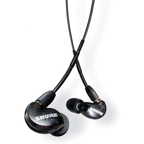  Shure SE215 PRO Wired Earbuds - Professional Sound Isolating Earphones, Clear Sound & Deep Bass, Single Dynamic MicroDriver, Secure Fit in Ear Monitor, plus Carrying Case & Fit Kit - Black (SE215-K)