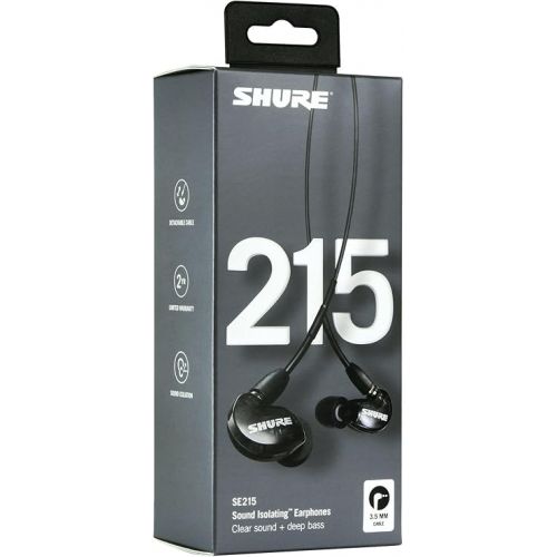  Shure SE215 PRO Wired Earbuds - Professional Sound Isolating Earphones, Clear Sound & Deep Bass, Single Dynamic MicroDriver, Secure Fit in Ear Monitor, plus Carrying Case & Fit Kit - Black (SE215-K)