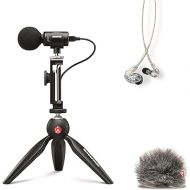 Shure Portable Videography Kit - Professional Recording Rig with MV88+ iPhone Mic, Manfrotto PIXI Tripod, Phone Clamp, Mount, AMV88-Fur Windjammer and SE215 PRO Sound Isolating Earbuds (MV88+SE215-CL)