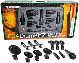 Shure PG ALTA 7-Piece Drum Microphone Kit for Performing and Recording Drummers - Includes Mics, Mounts and Cables with options for Kick Drums, Snare, Rack/Floor Toms, Congas and Cymbals (PGADRUMKIT7)