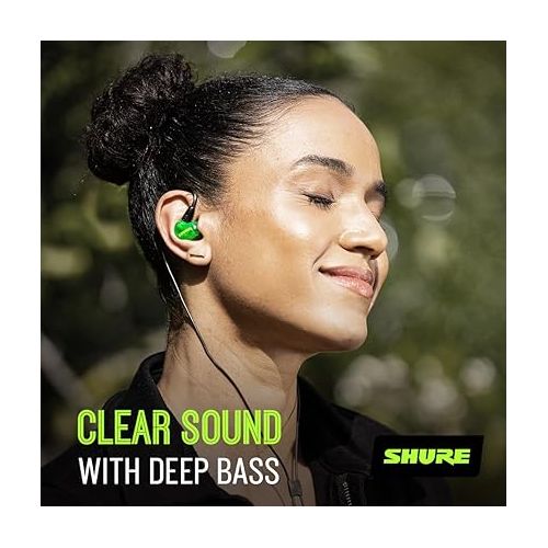  Shure SE215 Special Edition PRO Wired Earbuds - Professional Sound Isolating Earphones, Clear Sound & Deep Bass, Single Dynamic MicroDriver, Great for Music, Gaming, & Calls - Green