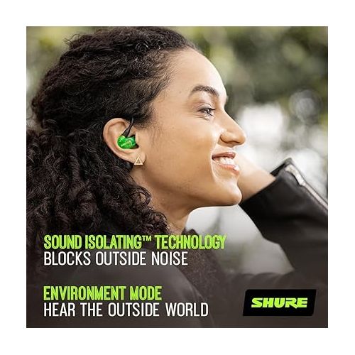  Shure SE215 Special Edition PRO Wired Earbuds - Professional Sound Isolating Earphones, Clear Sound & Deep Bass, Single Dynamic MicroDriver, Great for Music, Gaming, & Calls - Green