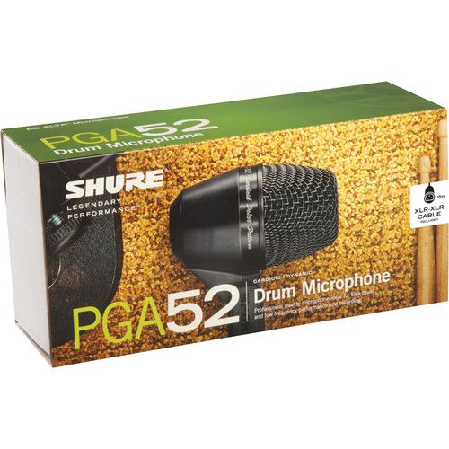  Shure PGA52-XLR Cardioid Dynamic Kick Drum Microphone with Cable (15')