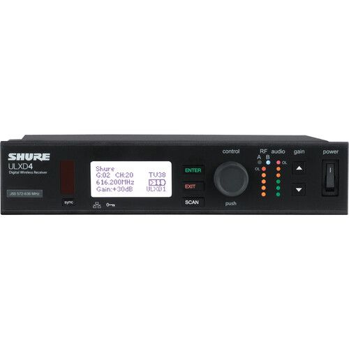  Shure ULXD4-GV Single-Channel Digital Wireless Receiver with Always-On Encryption (J50A: 572 to 608 + 614 to 616 MHz)