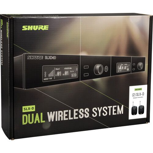  Shure SLXD14D Dual-Channel Digital Wireless Bodypack System with No Mics (J52: 558 to 602 + 614 to 616 MHz)