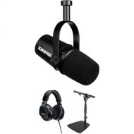 Shure MV7 Podcast Microphone Kit with Mic Stand and Headphones (Black)