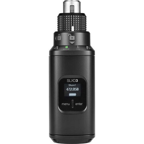  Shure SLXD3 Digital Plug-On XLR Transmitter (J52: 558 to 602 + 614 to 616 MHz)