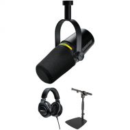 Shure MV7+ Podcast XLR/USB Microphone Kit with Tabletop Boom Stand & Headphones (Black)