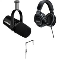 Shure MV7 Podcast Microphone Kit with Boom Stand and Headphones (Black)