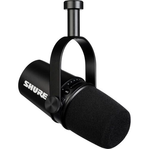  Shure MV7 Podcast Microphone Kit with Boom Stand and Headphones (Black)