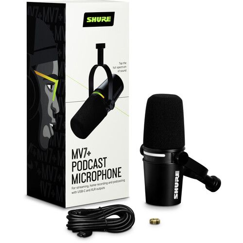  Shure MV7+ Podcast XLR/USB Microphone (Black)