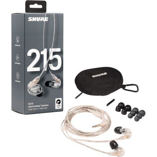  Shure SE215 Pro Sound-Isolating Earphones (Clear)