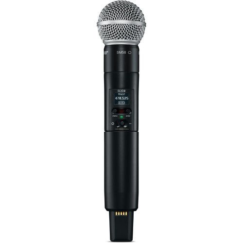  Shure SLXD24D/SM58 Dual-Channel Digital Wireless Handheld Microphone System Kit with SM58 Capsules (J52: 558 to 602 + 614 to 616 MHz)