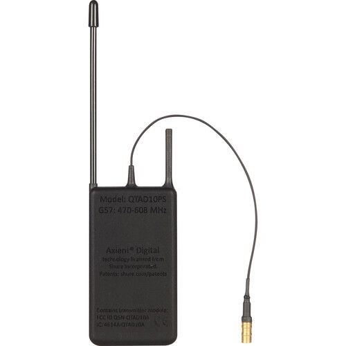  Shure Q5X QT-AD10PS PlayerMic Short Flexible Wireless Bodypack Microphone Transmitter with LEMO 1-Pin Connector (G56: 470 to 636 MHz)