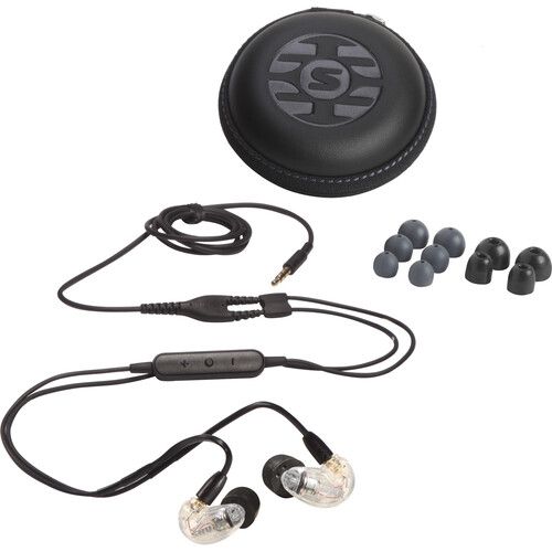  Shure SE215 Sound-Isolating In-Ear Stereo Earphones with RMCE-UNI Remote Mic Universal Cable (Clear)