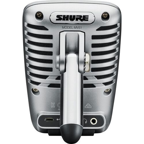  Shure MOTIV MV51 Large-Diaphragm Cardioid USB Microphone for Computers and iOS Devices (New Packaging, Silver)