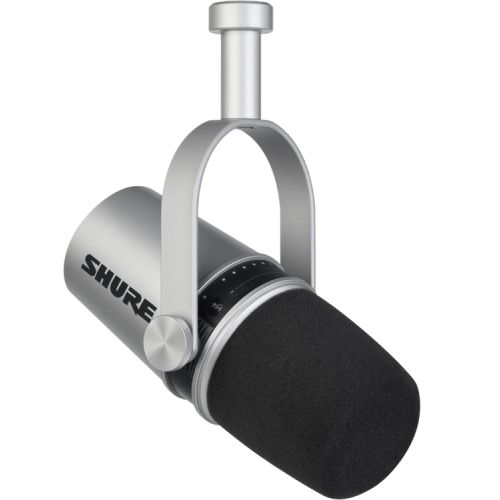  Shure MV7 USB Podcast Microphone with Headphones and Boom Stand - Silver