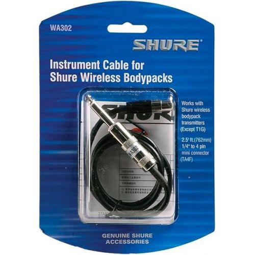  Shure WA302 2' Instrument Cable, 4-Pin Mini Connector (TA4F) to 1/4