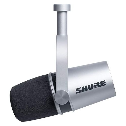  Shure MV7 Podcast Microphone (Silver) Bundle with AKG K240 Studio Pro Headphones & Mic Stand