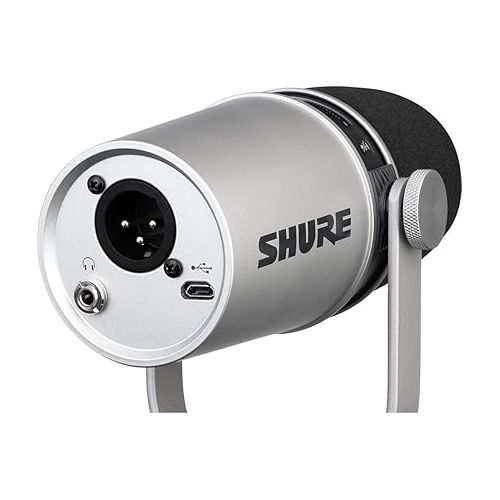  Shure MV7 Podcast Microphone (Silver) Bundle with AKG K240 Studio Pro Headphones & Mic Stand