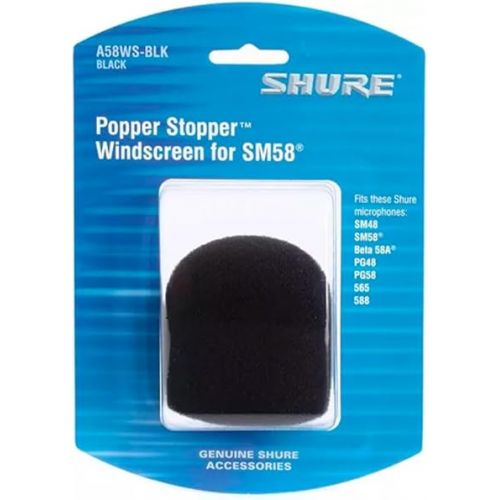  Shure A58WS-BLK Foam Windscreen for All Shure Ball Type Microphones, Black