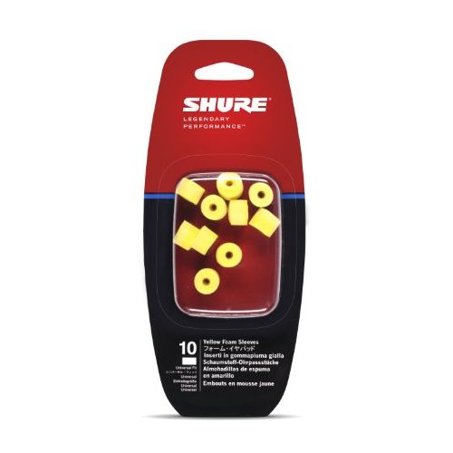  Shure EAYLF1-10 Foam Sleeves (10 Included/5 Pair) for SCL3, SCL4, SCL5, E3c, E4c, E5c, E500 & SE Earphones (Yellow)