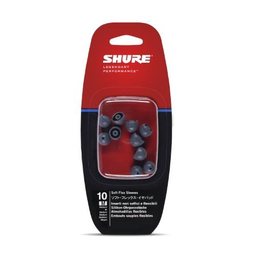  Shure EASFX1-10M Medium Soft Flex Sleeves (10 Included/5 Pair) for SE115, SE315, SE425 & SE535 Earphones (Black)