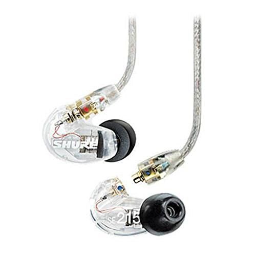  Shure SE215-CL Sound Isolating In Ear Stereo Earphones (Clear) with 3 Pairs of Triple Flange Sleeves for Better Sound Isolation