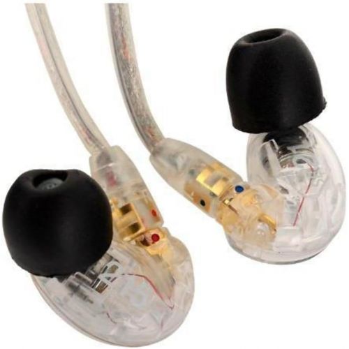  Shure SE215-CL Sound Isolating In Ear Stereo Earphones (Clear) with 3 Pairs of Triple Flange Sleeves for Better Sound Isolation