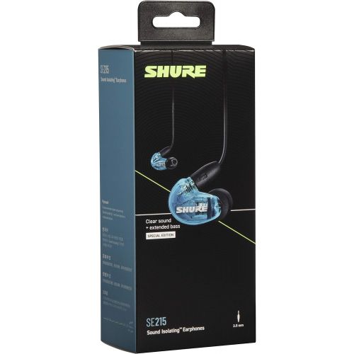 Shure SE215 Sound Isolating Earphones with 3.5mm Cable, Remote and Mic, Special Edition Blue