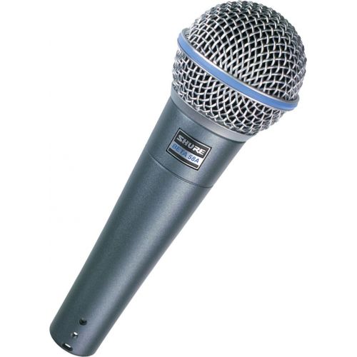  Shure Beta 58A Supercardioid Vocal Microphone & Pig Hog Black & White Woven Mic Cable, 20ft XLR - Bundle