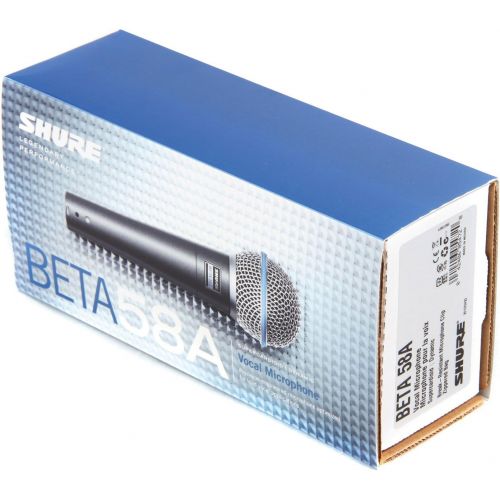  Shure Beta 58A Supercardioid Vocal Microphone & Pig Hog Black & White Woven Mic Cable, 20ft XLR - Bundle