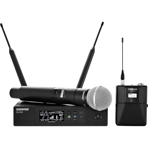  Shure QLXD124/85 Wireless Microphone System with WL185 Lavalier and SM58 Handheld Mics