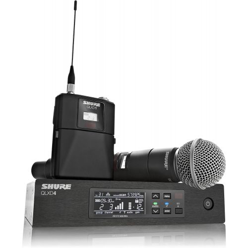  Shure QLXD124/85 Wireless Microphone System with WL185 Lavalier and SM58 Handheld Mics