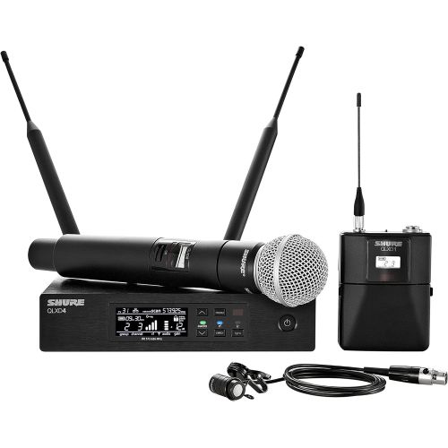  Shure QLXD124/85 Wireless Microphone System with WL185 Lavalier and SM58 Handheld Mics