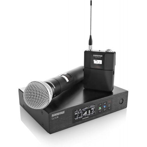  Shure QLXD124/85 Wireless Microphone System with WL185 Lavalier and SM58 Handheld Mics