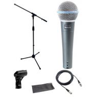 Shure Beta 58a Microphone Bundle with Mic Boom Stand and XLR Cable bundle