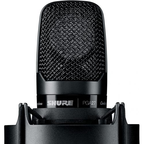  Shure PGA27-LC Large-Diaphragm Side-Address Cardioid Condenser Microphone with Shock-Mount and Carrying Case, No Cable