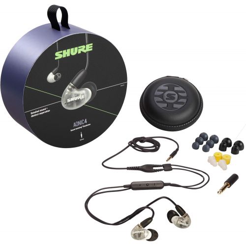  Shure AONIC 4 Wired Sound Isolating Earbuds, Detailed Sound, Dual-Driver Hybrid, Secure in-Ear Fit, Detachable Cable, Durable Quality, Compatible with Apple & Android Devices - Whi