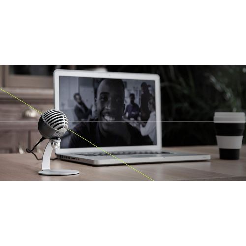  Shure MV5 Digital Condenser Microphone with USB and Lightning Cables - 3 DSP Preset Modes (Vocals, Flat, Instrument) - Gray with Black Foam