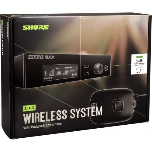  Shure Wireless Microphone System with Bodypack and SM35 Headworn Mic, SLXD14/SM35-G58