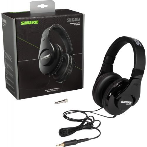  Shure SRH240A Professional Quality Headphones designed for Home Recording & Everyday Listening, black (SRH240A-BK)