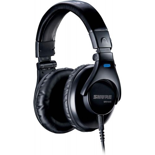  Shure SRH440 Professional Studio Headphones, Enhanced Frequency Response and Extended Range for Home and Studio Recording, with Detachable Coiled Cable, Carrying Bag and 1/4 Adapte