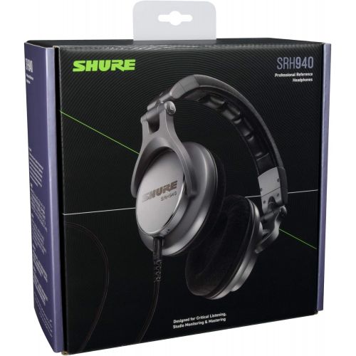  Shure SRH940 Professional Reference Headphones designed for Critical Listening, Studio Monitoring & Mastering, Silver, SRH940-SL